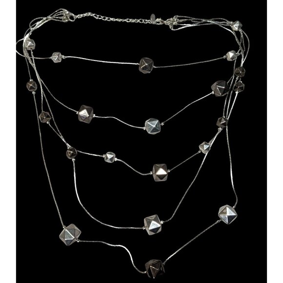 Ali-Khan New York Modern Layered Geometric Beaded Metallic Necklace - Picture 2 of 5